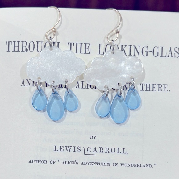 Hand Crafted Jewelry - Clouds & Rain In‎ Sterling Silver Dangle Resin Earrings NWT